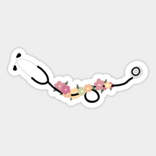 Stethoscope with Flowers Sticker